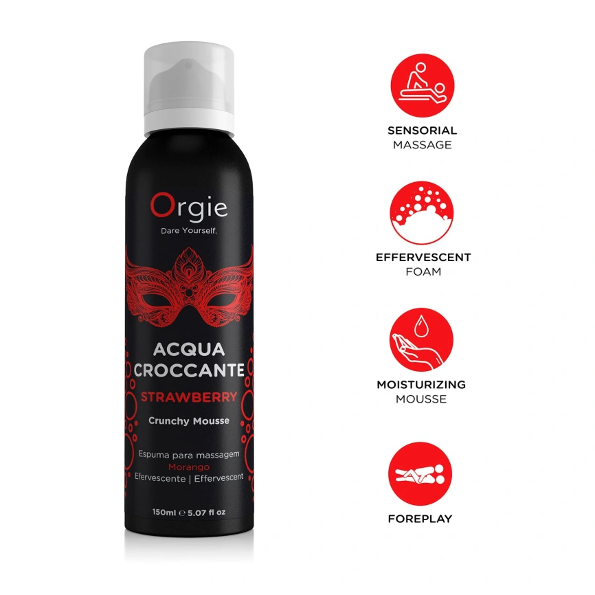 Массажная пенка Orgie – Acqua Croccante Strawberry (150 мл), эффект лопающихся пузырьков фото 3