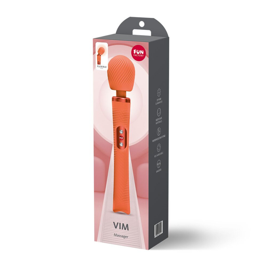 Вібромасажер Fun Factory VIM Vibrating Wand Orange, суперпотужний та легкий, до 6 годин роботи фото 7