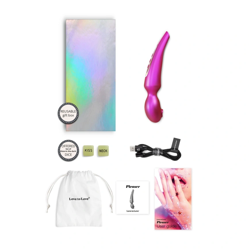 Стимулятор для клитора Love To Love Pleaser Iridescent Berry, эффект постукивания, 5 режимов фото 7