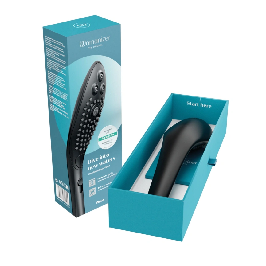 Насадка-стимулятор для душа 2в1 Womanizer Wave Black, массажер для интимных зон фото 6