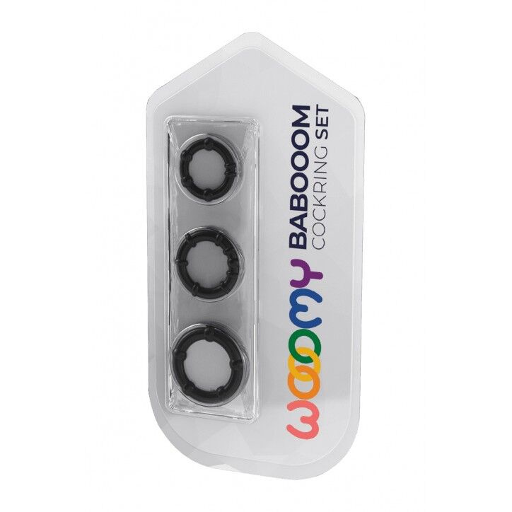 Набір ерекційних кілець Wooomy Babooom cockring set, 3 розміри, відмінно тягнуться фото 3
