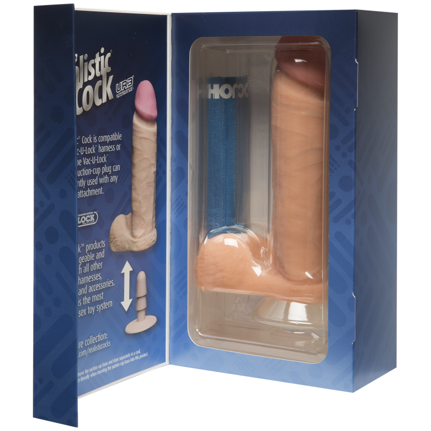 Фалоімітатор Doc Johnson The Realistic Cock 8 inch White - ULTRASKYN, Vack-U-Lock, діаметр 5,1 см фото 4