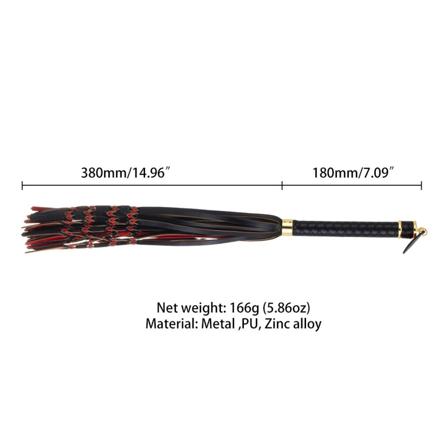 Флогер LOCKINK SEVANDA Red & Black Braided Tail Flogger, червоно-чорний, хвости з вузликами фото 6