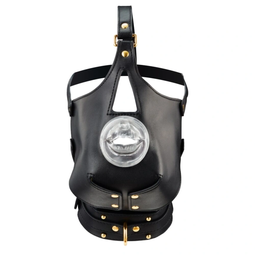 Маска-сбруя для минета с поводком LOCKINK SEVANDA Blowjob Head Muzzle with Leash, черная фото 1