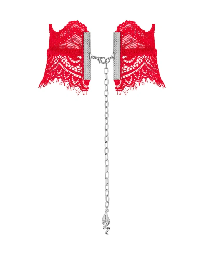 Широкий кружевной чокер Obsessive Bergamore choker, red фото 2