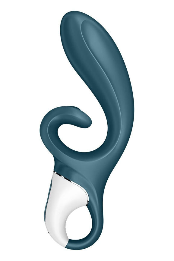 Смарт вібратор-кролик Satisfyer Hug Me Bluegrey, 2 мотори, діаметр 4,2см, широка кліторальна частина фото 2