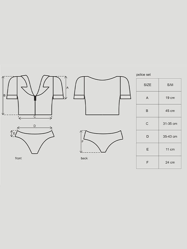 Еротичний костюм поліцейського Obsessive Police set S/M, black, топ, шорти, кепка, пояс, портупея фото 4