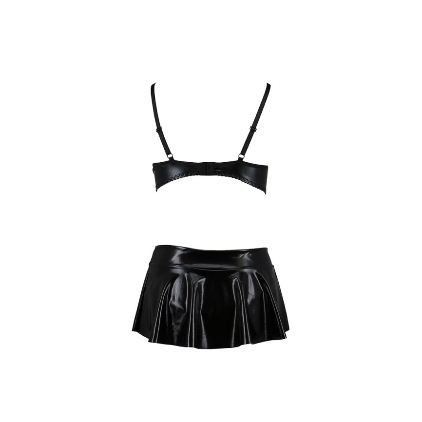 Комплект білизни під латекс Passion DEBY SET XXL/XXXL, black, ліф, мініспідничка, стрінги фото 4