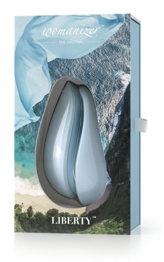 Вакуумний кліторальний стимулятор Womanizer Liberty Blue, магнітна кришка, 2 насадки фото 7