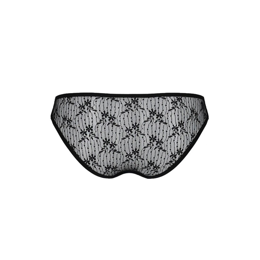 Трусики-сліпи з мереживною сіточкою Passion DINA THONG S/M, black фото 6