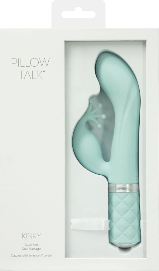Роскошный вибратор-кролик Pillow Talk - Kinky Teal с кристаллом Сваровски, мощный фото 9