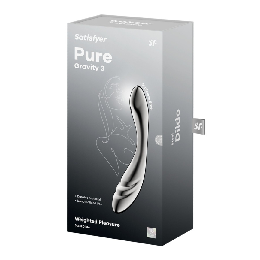 Металевий дилдо Satisfyer Pure Gravity 3, двосторонній, можна нагрівати й охолоджувати, дуже важкий фото 5
