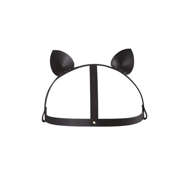 Маска кішечки Bijoux Indiscrets MAZE - Cat Ears Headpiece Black, екошкіра фото 1