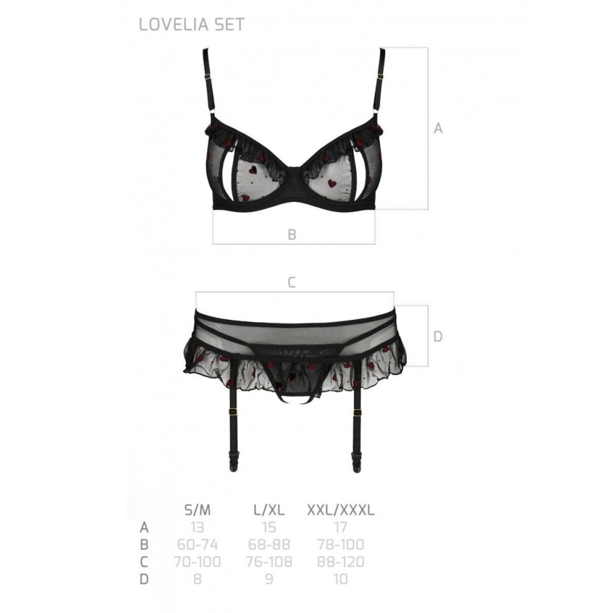Сексуальний комплект з поясом для панчіх Passion LOVELIA SET L/XL, black фото 7