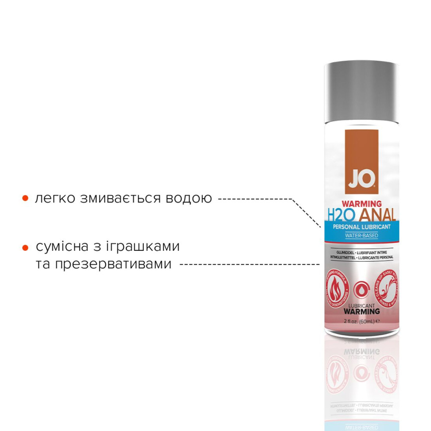 Анальна змазка JO ANAL H2O — WARMING (60 мл) розігрівальна, на водній основі фото 3
