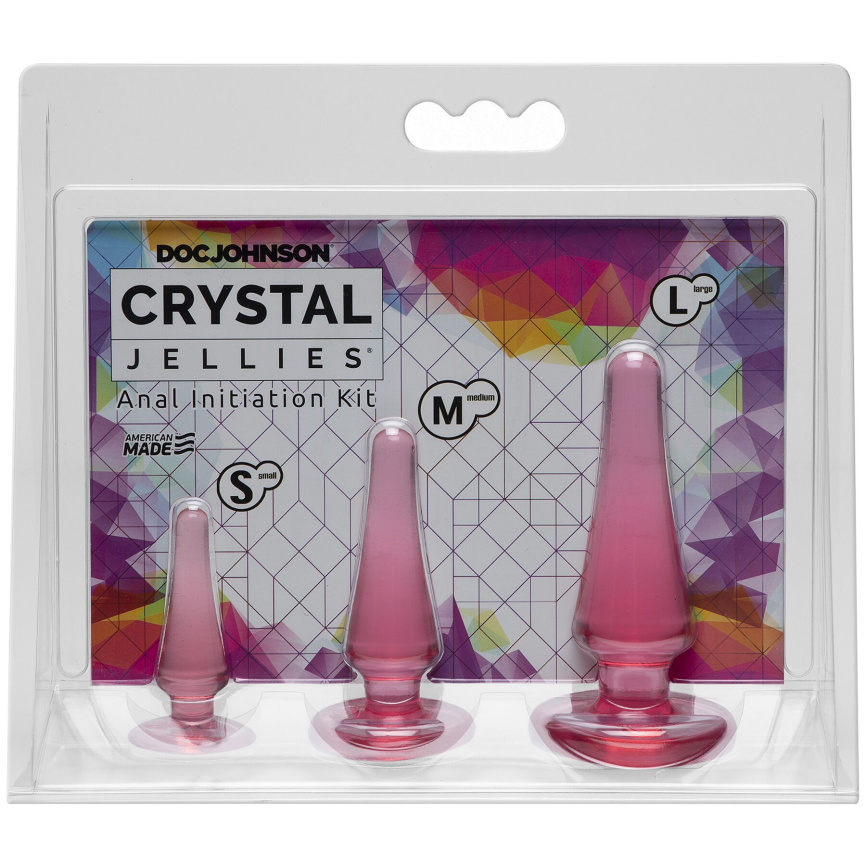 Набір анальних пробок Doc Johnson Crystal Jellies - Pink, макс. діаметр 2см - 3 см - 4 см фото 2