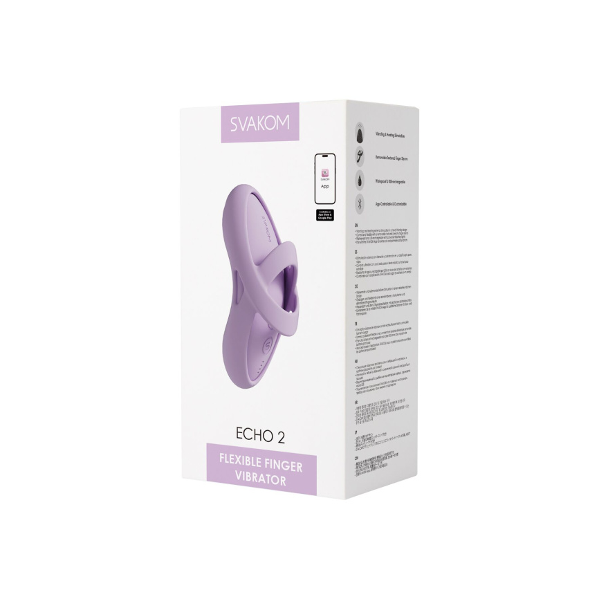 Смарт-вібратор для клітора Svakom Echo 2 Pink Lilac, підігрів до 38 °C, знімна насадка на палець фото 7