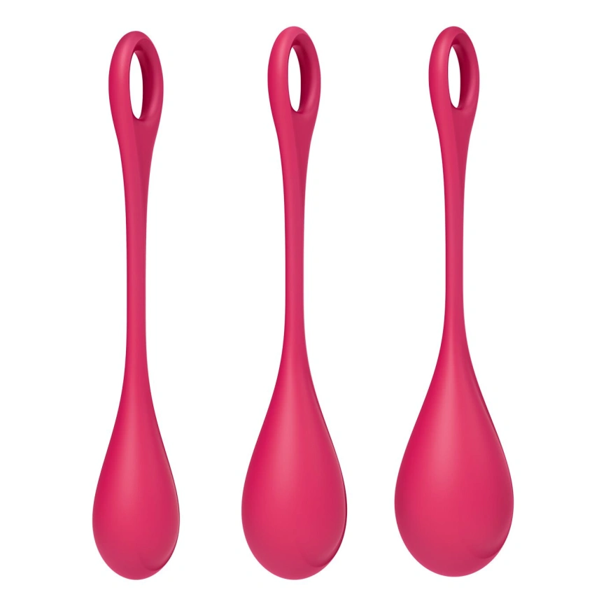 Набор йони бусин Satisfyer Yoni Power 1 Red, диаметр 2-2,5-3см, вес 22-46-74гр фото 3