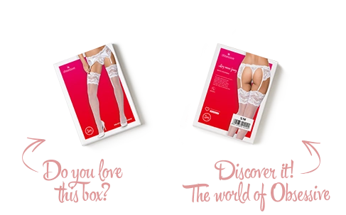 Чулки под пояс с широким кружевом Obsessive 810-STO-2 stockings L/XL, белые фото 4