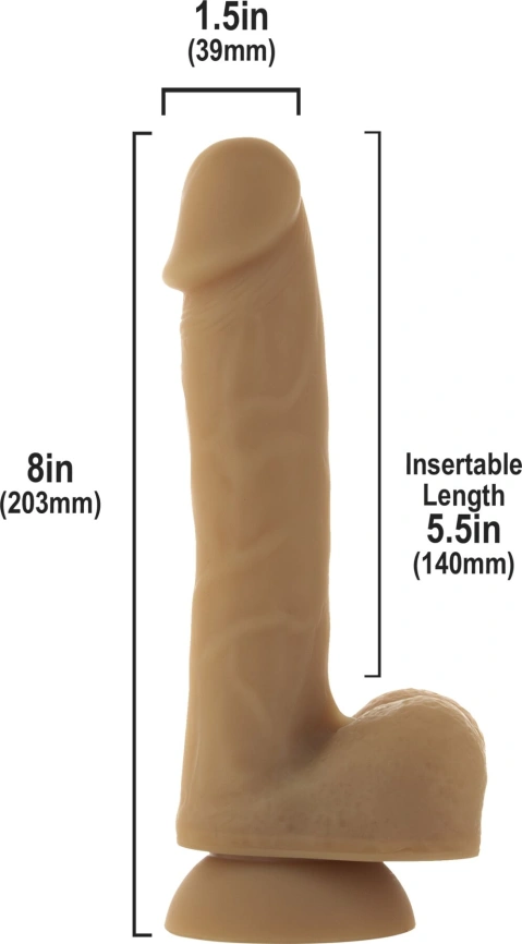 Гибкий фаллоимитатор на присоске ADDICTION — ANDREW 8″ Silicone Dong — Caramel, вибропуля в подарок фото 2