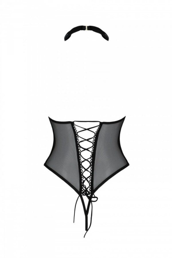 Еротичне боді Passion TRISHA BODY, L/XL, black, з відкритими чашками фото 4