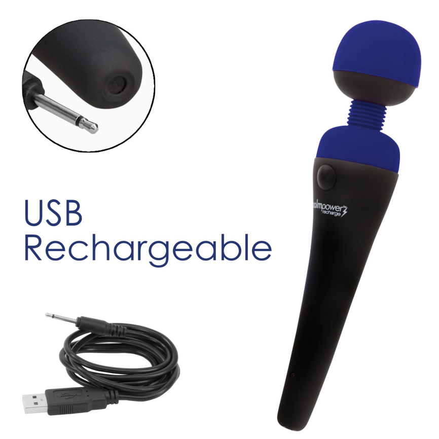 Вібромасажер PalmPower Recharge Blue, перезаряджуваний, гнучка головка, тревел-замок фото 5