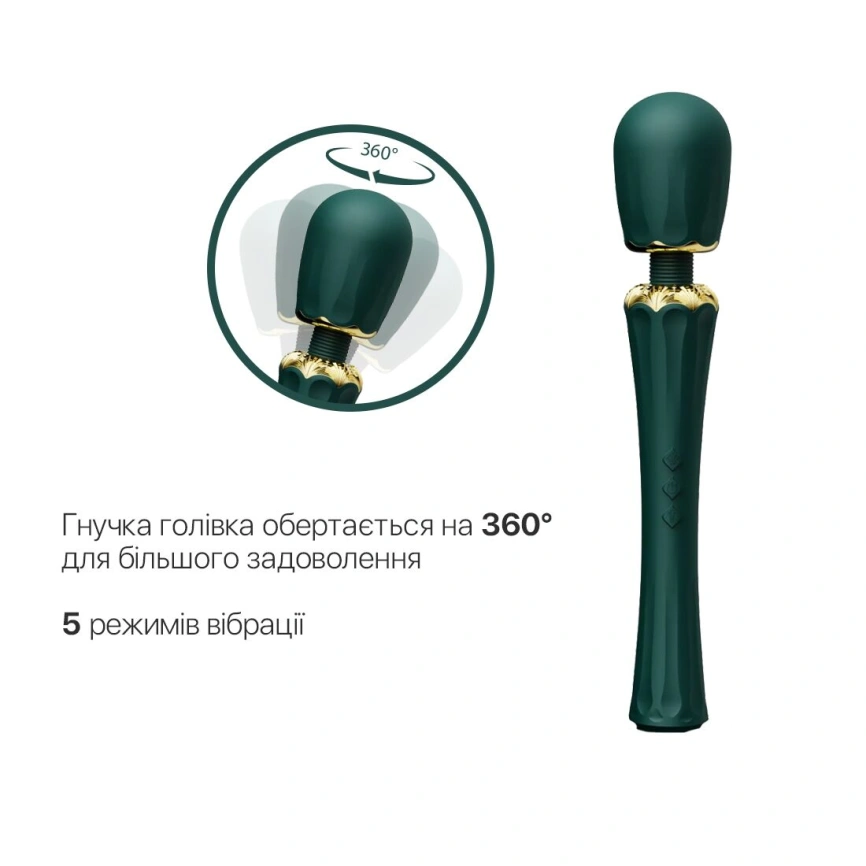 Вибромассажер с насадками Zalo — Kyro Wand Turquoise Green фото 12