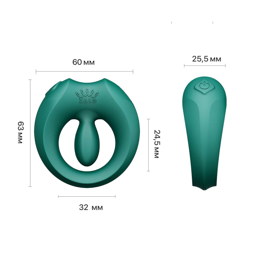 Ерекційне смарт-віброкільце Zalo Apis Turquoise Green, до 4 годин роботи, зарядний кейс фото 27