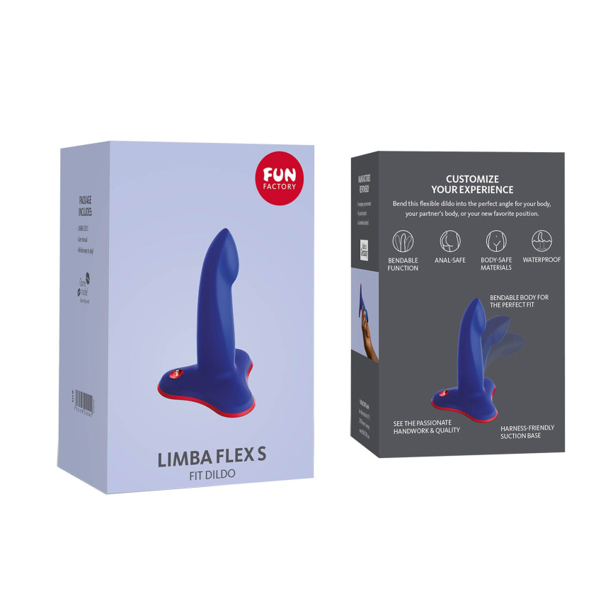 Фалоімітатор Fun Factory LIMBA FLEX S, синій, гнучкий, з ефектом пам’яті, підходить для точки G  фото 9