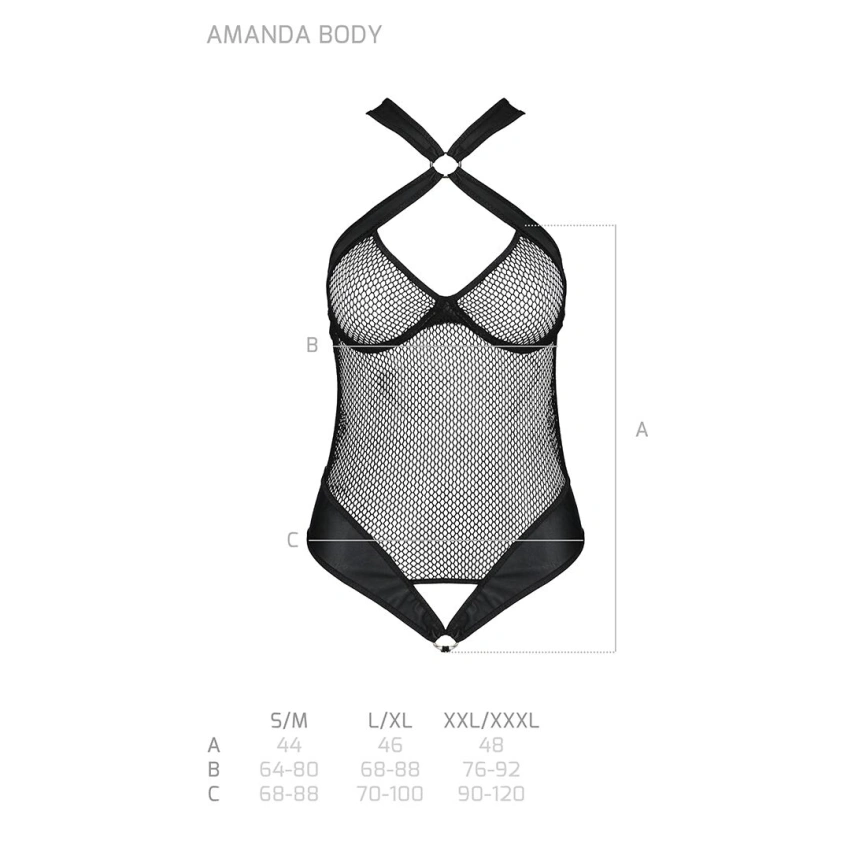 Сетчатый боди с халтером Passion Amanda Body S/M, black фото 11