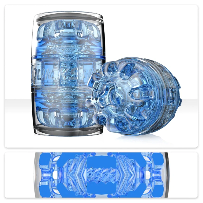 Мастурбатор Fleshlight Quickshot Turbo Blue Ice, компактный, сквозной, подойдет для пар и минета фото 1