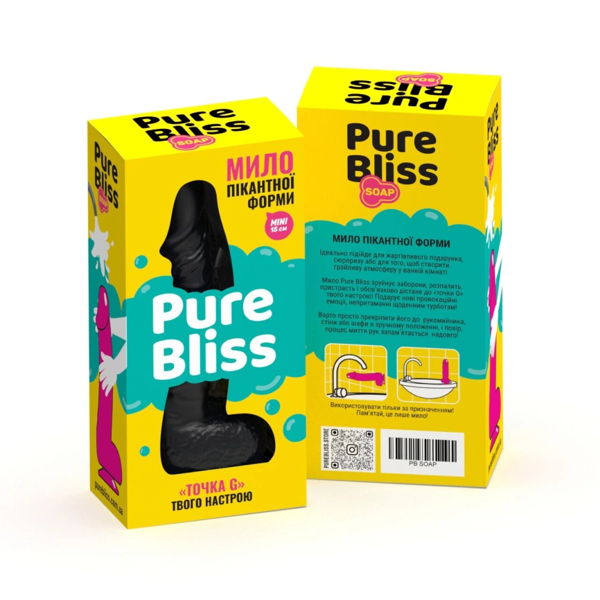 Мыло в форме пениса Pure Bliss MINI Black, крафтовое мыло-член, натуральное фото 2