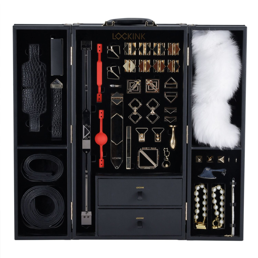 БДСМ-набір LOCKINK All-in-1 BDSM Play Kit, чорний, шкіра з тисненням, предмети для бондажу, шибарі, ваксплею фото 1