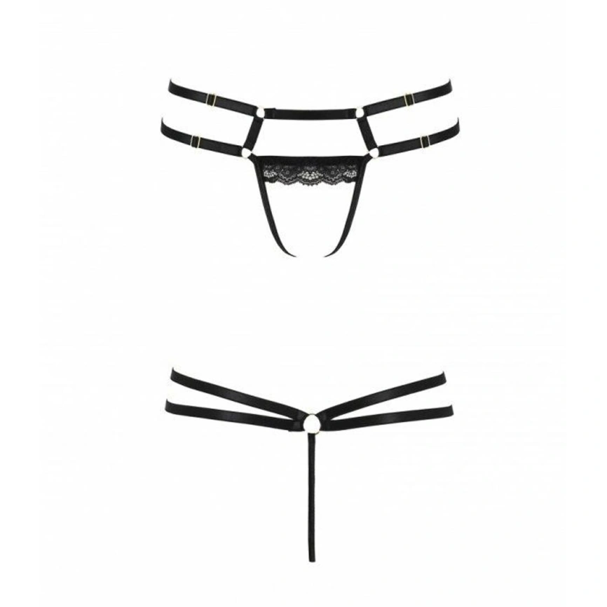 Трусики-стринги из стреп с кружевом Passion Exclusive LORRY THONG L/XL, black фото 10