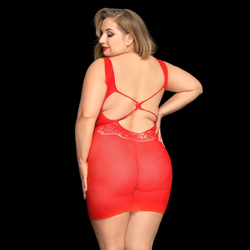 Сексуальна сітчаста сукня JSY «Пристрасна Евелін» Plus Size, Red, мереживо, відкрита спинка фото 2
