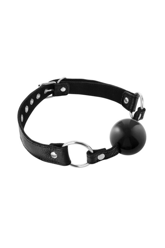Кляп Fetish Tentation Premium Leather gag with silicone ball Black фото 1