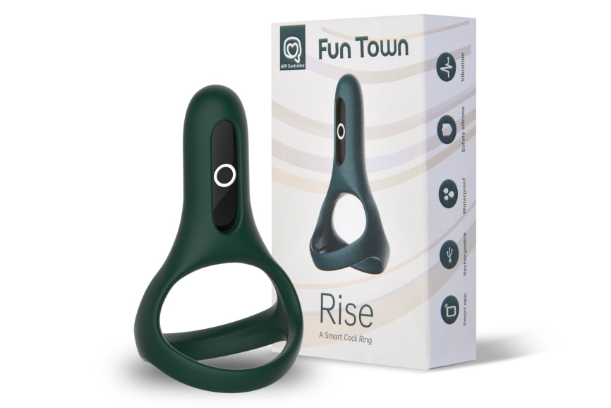 Подвійне ерекційне кільце Fun Town Rise Turquoise, керування зі смартфона фото 1