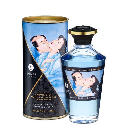 Розігрівальна олія Shunga Aphrodisiac Warming Oil – Coconut Thrills (100 мл) без цукру, смачна фото 1