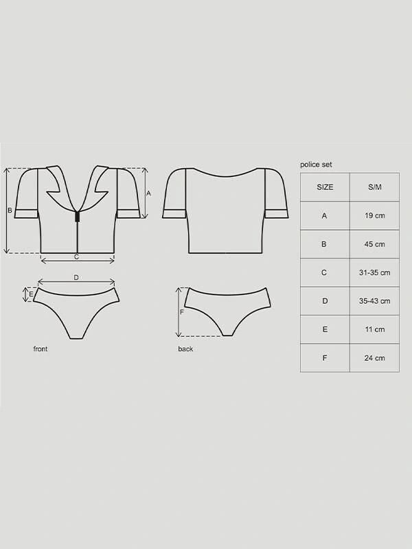 Эротический костюм полицейского Obsessive Police set S/M, black, топ, шорты, кепка, пояс, портупея фото 4
