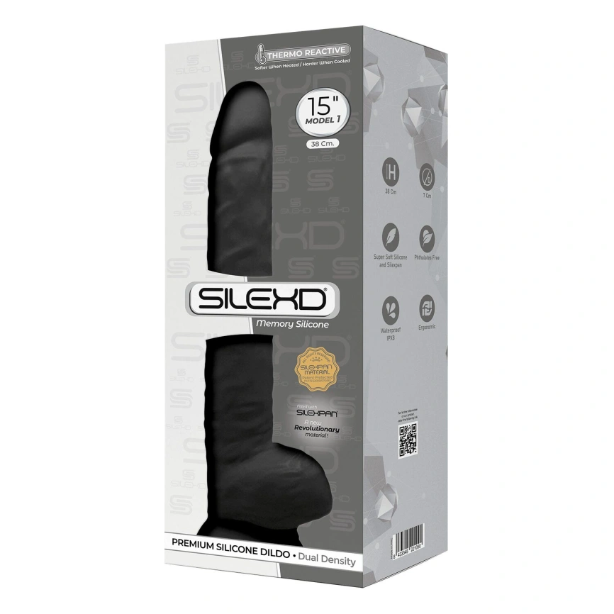 Фаллоимитатор SilexD Kingston Black (MODEL 15in), двухслойный, силикон+Silexpan, диаметр 7 см фото 3