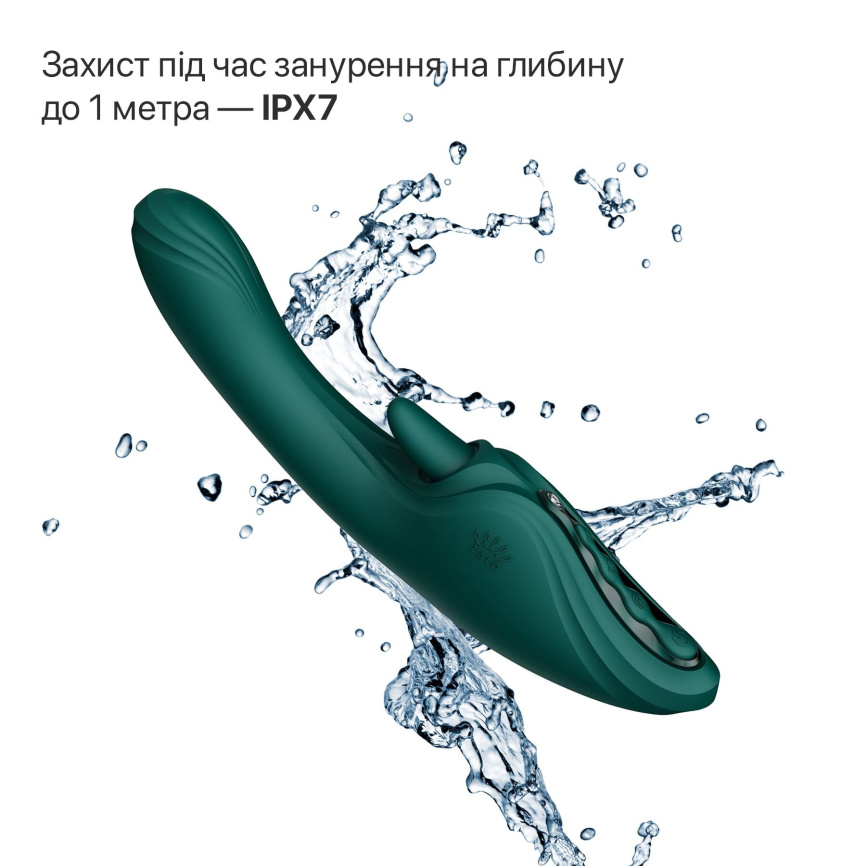 Смарт-вібратор Zalo Ares Turquoise Green, підігрів, 3 мотори, язичок для клітора, стимуляція точки G фото 27
