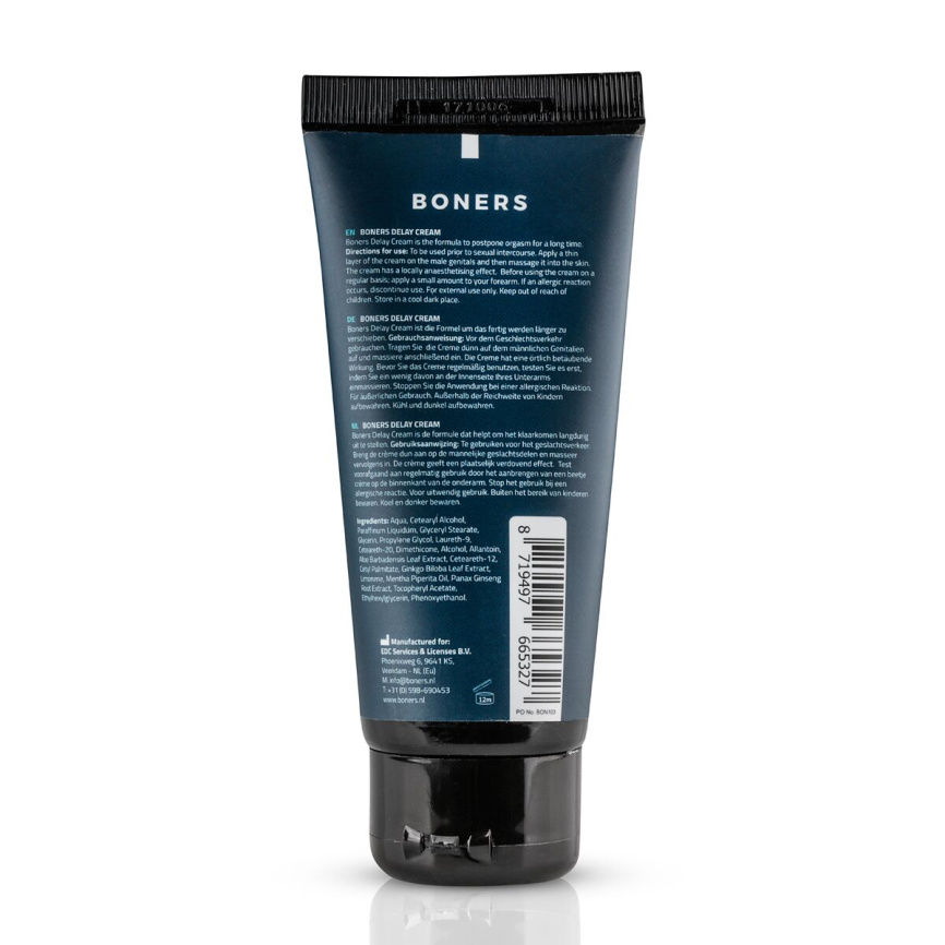 Крем-пролонгатор Boners Delay Cream 100 мл, легкий анестетик лаурет-9 + м’ята фото 2