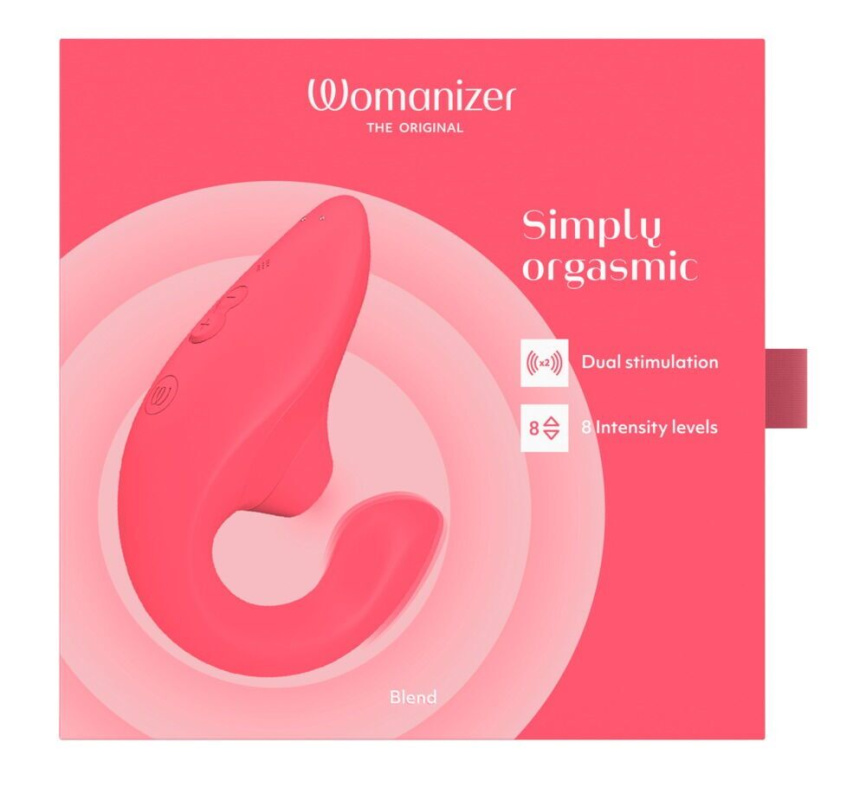 Вагінально-кліторальний стимулятор Womanizer Blend Vibrant Rose, вібрація + вакуум, 2 мотори фото 7