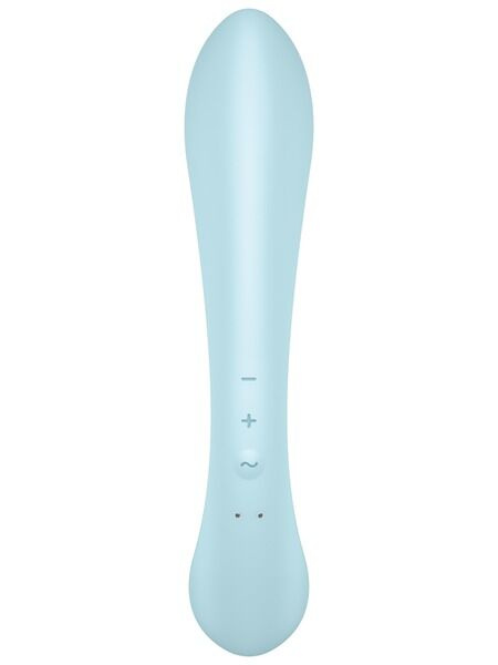 Двосторонній вібратор-кролик Satisfyer Triple Oh Light Blue, 3 мотори, руків’я-масажер фото 3