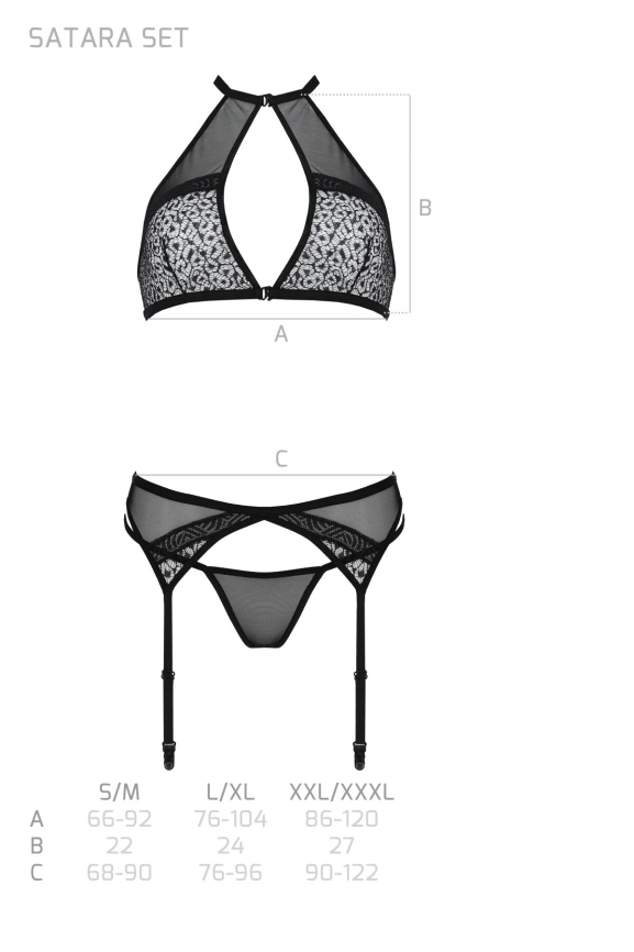 Комплект белья Passion SATARA SET S/M red, топ, пояс для чулок, стринги фото 7
