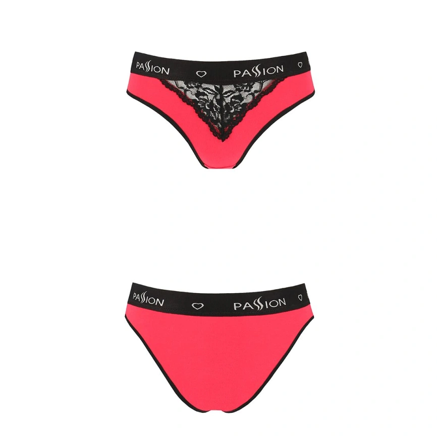 Трусики с широкой резинкой и кружевом Passion PS001 PANTIES L, red-black фото 9