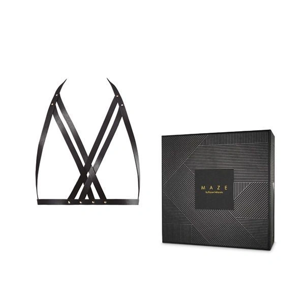 Портупея Bijoux Indiscrets MAZE - Halter Bra Harness Black фото 2