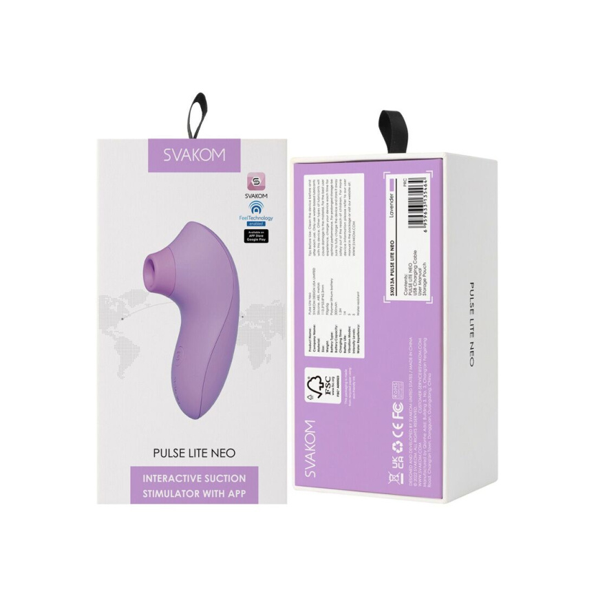 Вакуумний стимулятор Svakom Pulse Lite Neo Lavender, керується зі смартфона фото 15