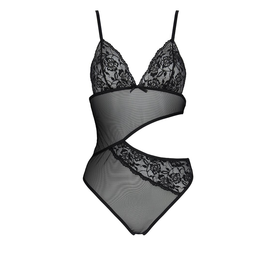 Боді з ажурним ліфом Passion CHRISTA BODY S/M, black фото 3