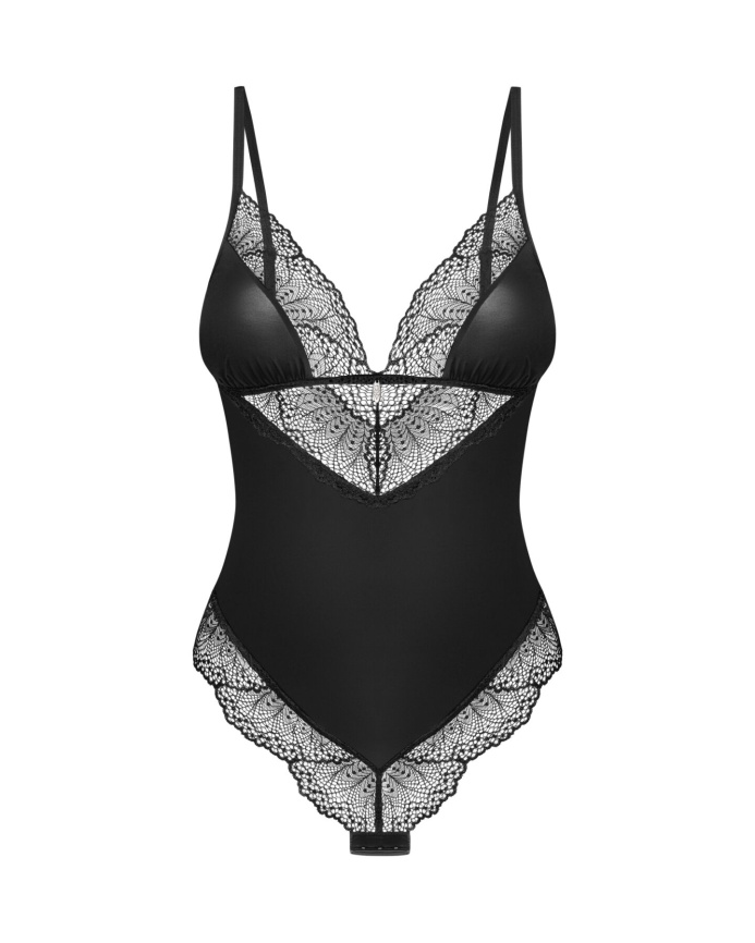 Тедді Obsessive Lobellis teddy, M/L, чорне, ліф з м’якою чашкою, відкрита спина, низ-стрінги фото 3